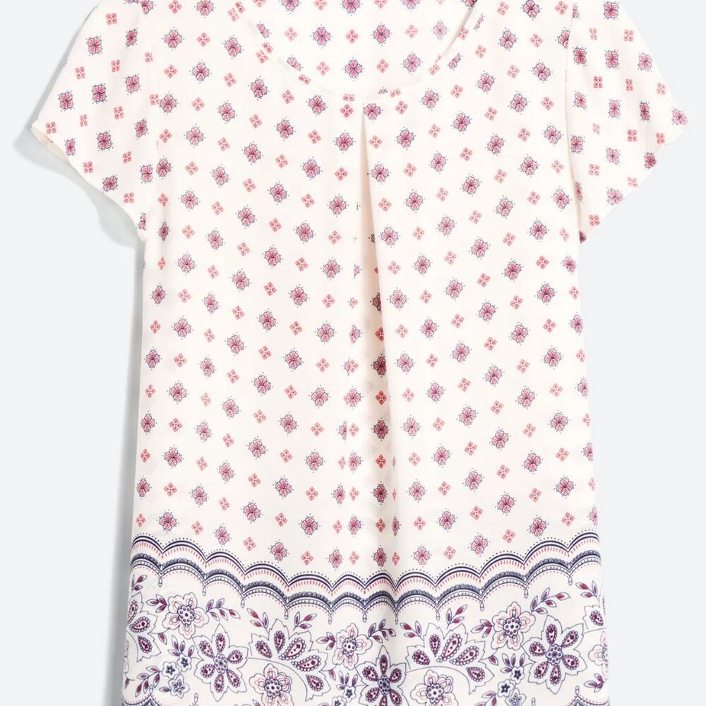 Le Lis Monti Front Pleat Patterned Blouse - White/Red/Navy